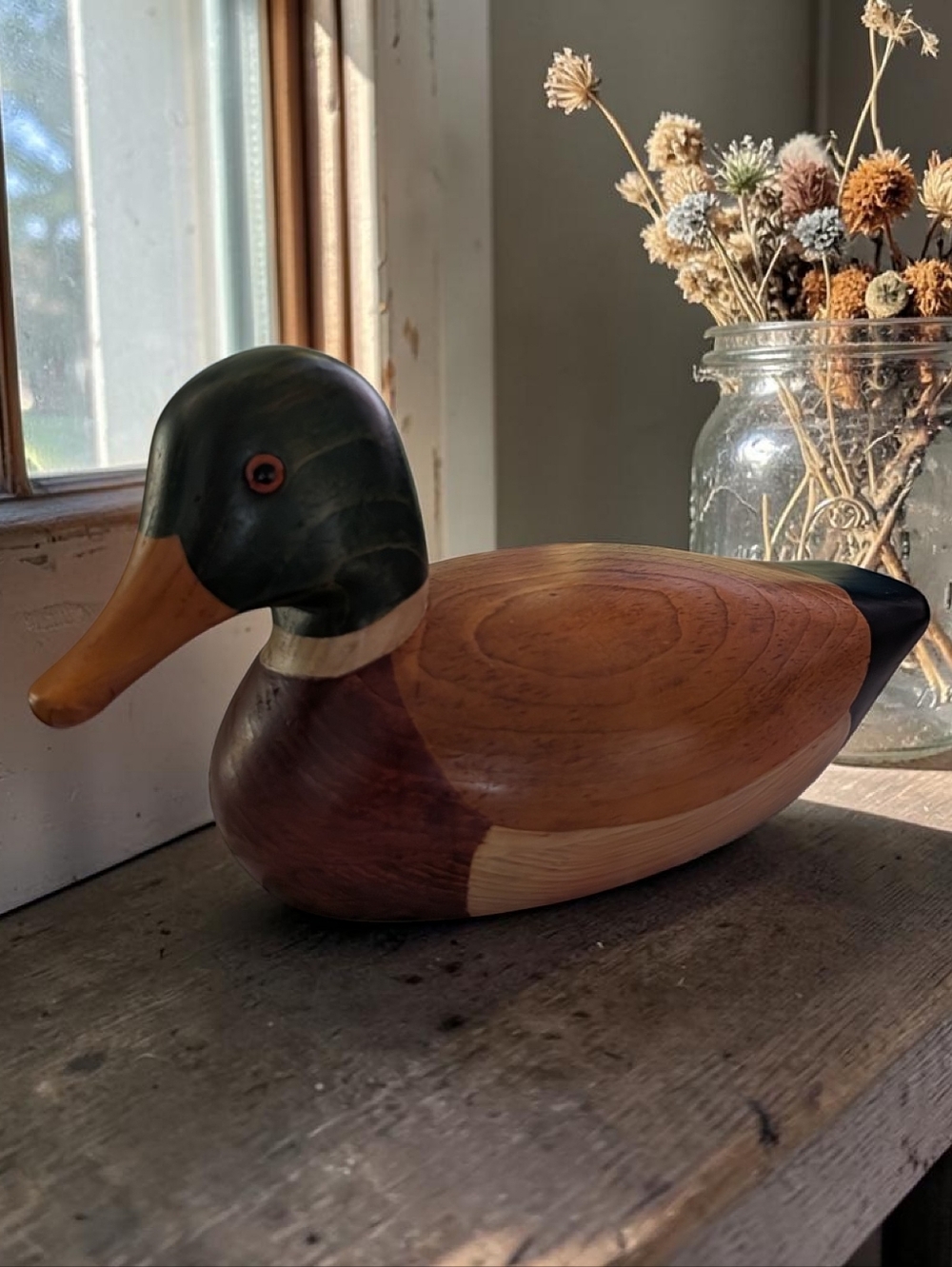 Vintage Handcrafted Wooden Mallard Duck